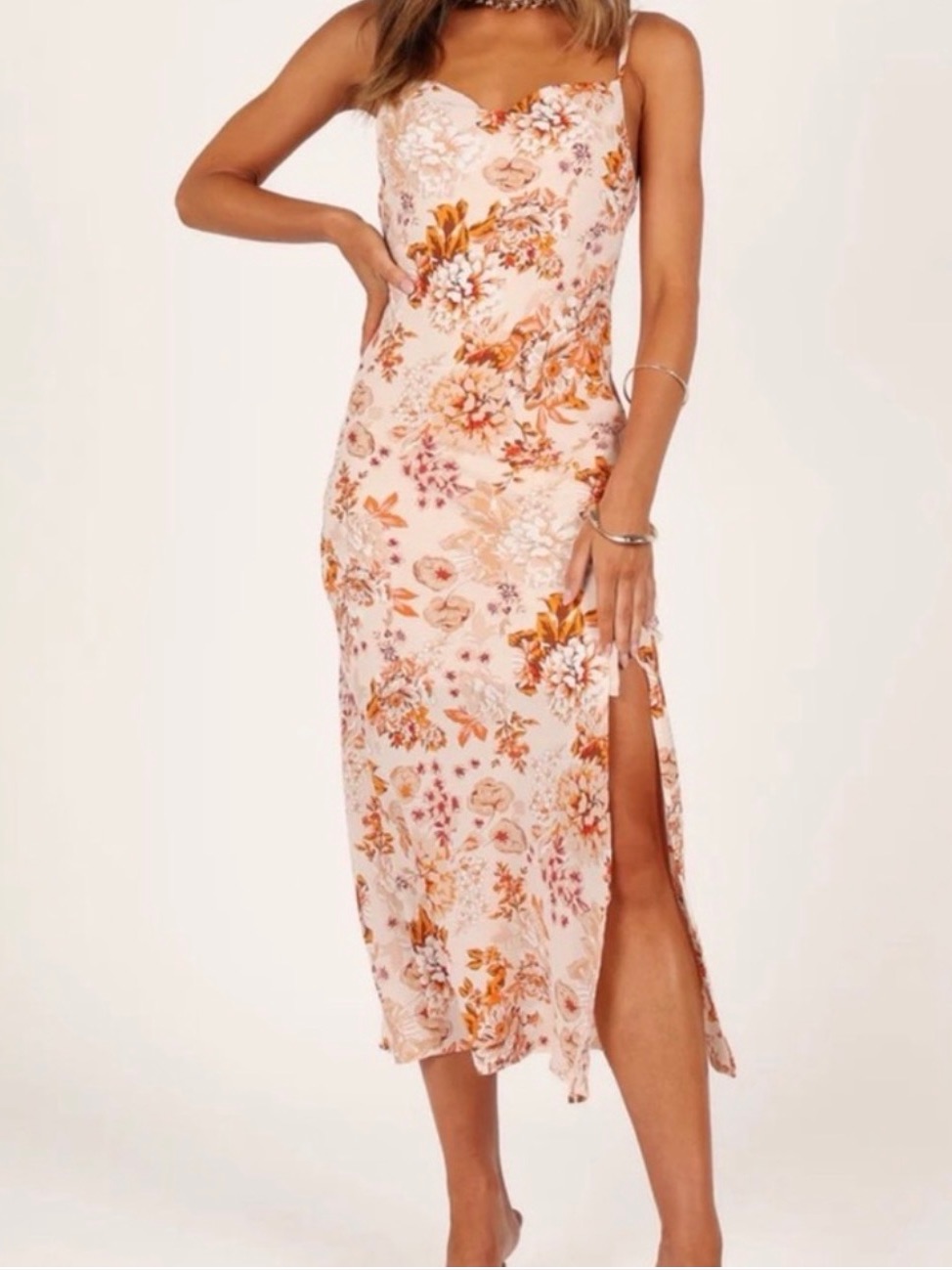 Petal + Pup Yelena Floral Midi Dress In Red Sz 8